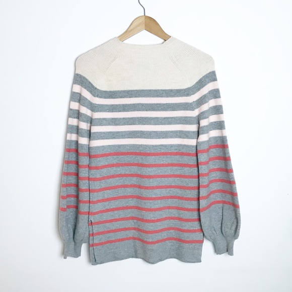LOFT Striped Mock Neck Oversized Sweater - Picture 5 of 7